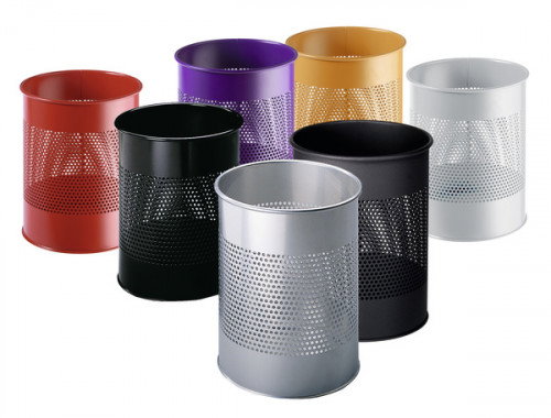 Durable Papelera Metálica 3310-01 15L Negra Perforada Metal Redonda 31.5cm Alto x 26cm Diámetro