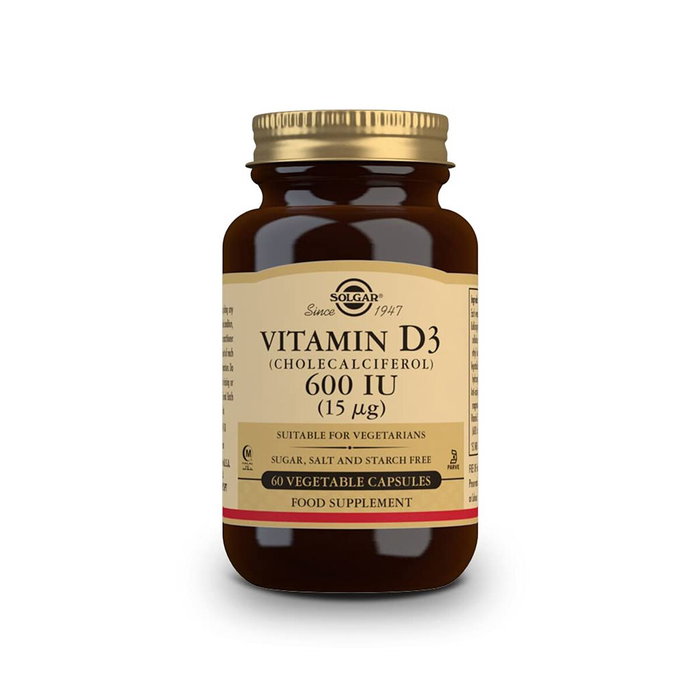 Vitamina D3 (Colecalciferol) Solgar 600 iu 60 Cápsulas