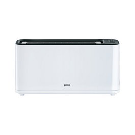 Braun HT 3100 PurEase Langschlitz-Toaster Tostadora de 1 rebanada con ranura larga, 1000 W, Negro y Blanco