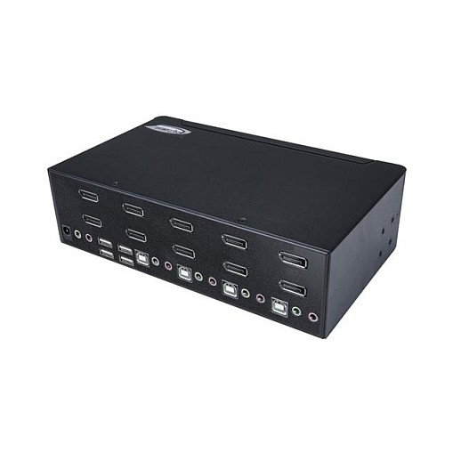 StarTech KVM Switch de 4 Puertos Dual DisplayPort 1.2 - 4K Ultra HD 60Hz a 3840x2160 Pixeles, Switch de Video USB para Control de 4 PCs, Montaje Rack 2U