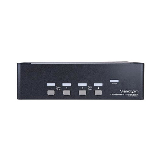 StarTech KVM Switch de 4 Puertos Dual DisplayPort 1.2 - 4K Ultra HD 60Hz a 3840x2160 Pixeles, Switch de Video USB para Control de 4 PCs, Montaje Rack 2U