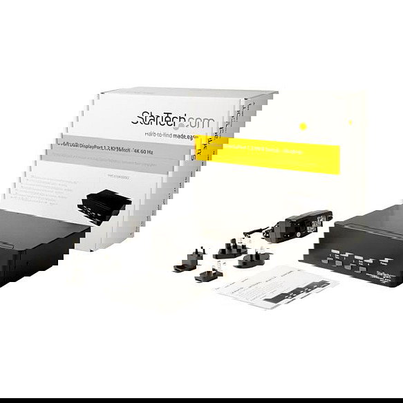 StarTech KVM Switch de 4 Puertos Dual DisplayPort 1.2 - 4K Ultra HD 60Hz a 3840x2160 Pixeles, Switch de Video USB para Control de 4 PCs, Montaje Rack 2U