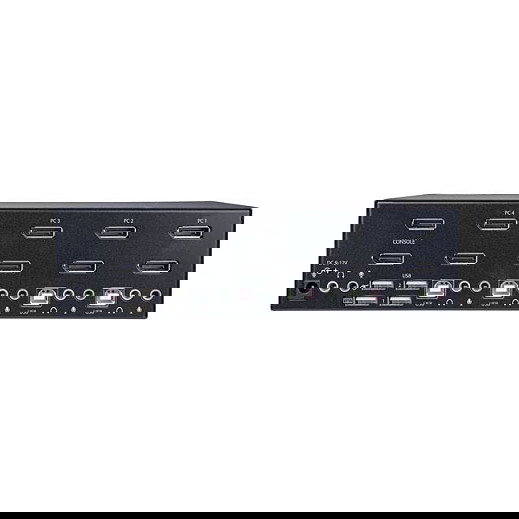 StarTech KVM Switch de 4 Puertos Dual DisplayPort 1.2 - 4K Ultra HD 60Hz a 3840x2160 Pixeles, Switch de Video USB para Control de 4 PCs, Montaje Rack 2U