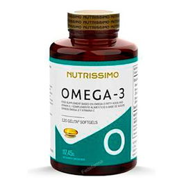 NUTRISSIMO Omega 3 35/25 DHA-EPA Aceite de Pescado Puro y Natural 120 Perlas - Sin Gluten y Sin Reflujo