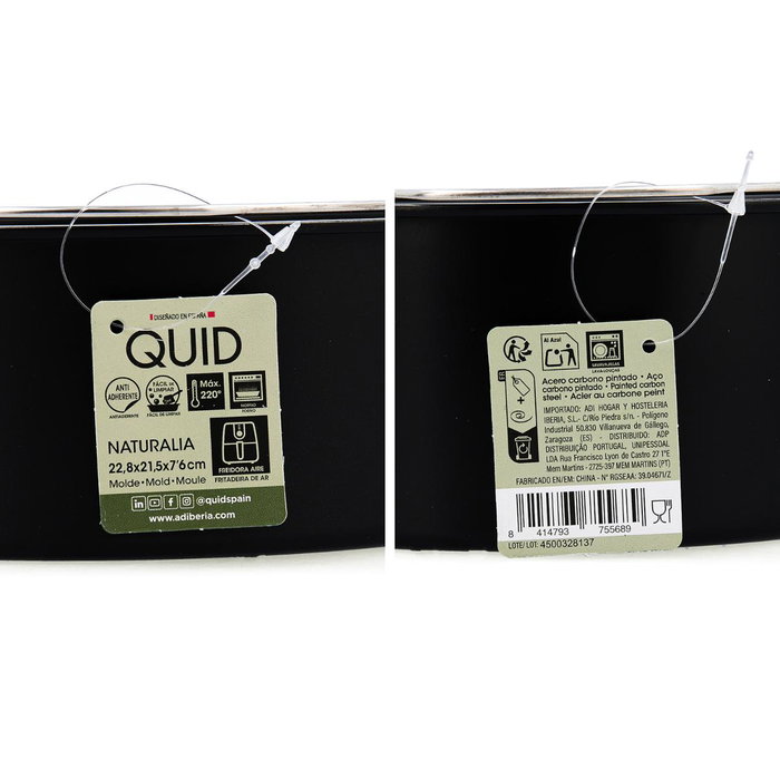 Molde Acero Carbono con Asa Naturalia Quid 22,8x21,5x7,6 cm (12 Unidades) Molde Acero Carbono con Asa Naturalia Quid 22,8x21,5x7,6 cm (12 Unidades)