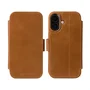 Dbramante1928 Copenhagen - Funda cartera con tapa de cuero de grano entero color bronceado para Apple iPhone 17, con soporte de sobremesa y 3 bolsillos para tarjetas