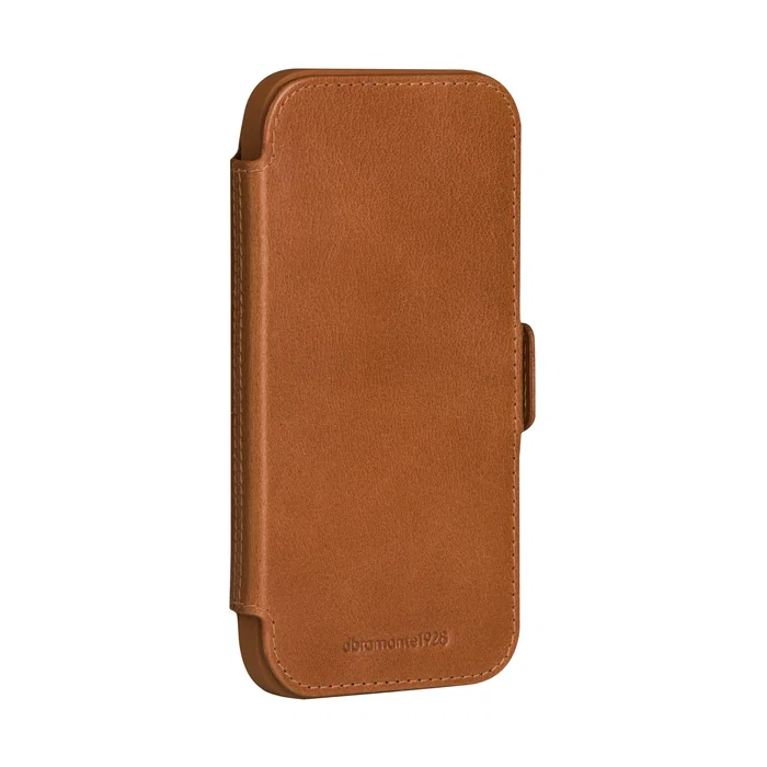 Dbramante1928 Copenhagen - Funda cartera con tapa de cuero de grano entero color bronceado para Apple iPhone 17, con soporte de sobremesa y 3 bolsillos para tarjetas