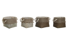 DKD Home Decor Set de 2 Cestas de Fibra Surtidas