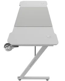 Mars Gaming Mesa Gaming MGD-X160 Blanca 160x60cm con Alfombrilla XXL, Soportes para Auriculares/Bebidas y Gestión de Cables, Estructura Metálica