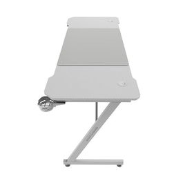 Mars Gaming Mesa Gaming MGDX160W Blanca 160x60 cm con Superficie de Fibra de Carbono, Estructura de Acero, Alfombrilla XXL, Gestión de Cables y Soporte para Auriculares