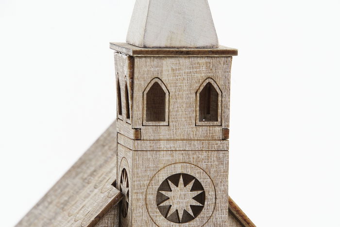 DKD Home Decor Decoracion Navidad Iglesia Madera Led Marron 13.5 x 21 x 13.5 cm (2 Unidades)