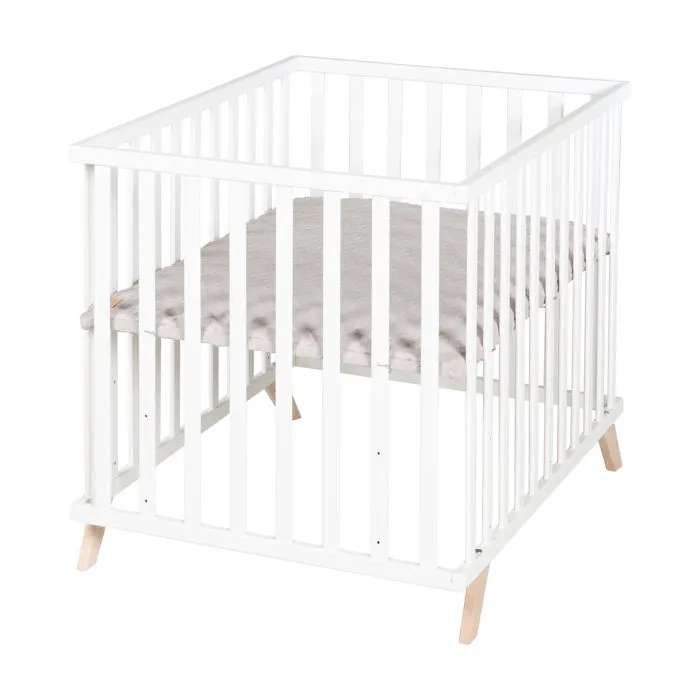 Roba ROB4005317333557 Parque Infantil 75 x 100 cm Gris con Alfombra de Juegos 'Lil Planet' Madera Lacada en Blanco