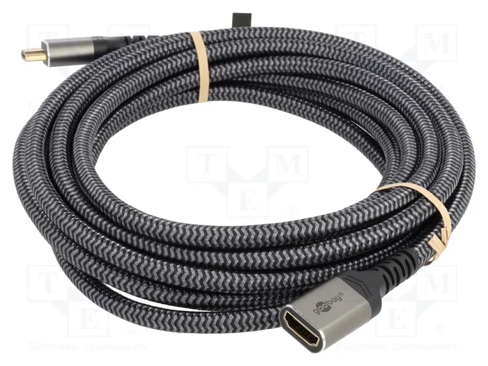 GOOBAY Cable HDMI 2.1 de 5m Textil Negro-Gris