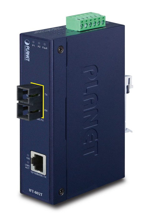Planet IFT-802T Convertidor de medios industrial 10/100Base-TX a 100Base-FX Planet IFT-802T Convertidor de medios industrial 10/100Base-TX a 100Base-FX