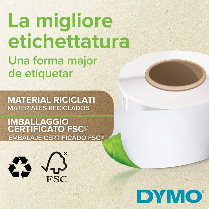Dymo LW Durable Etiquetas de 25 mm x 89 mm, Blanco, 2 Rollos de 350 unidades