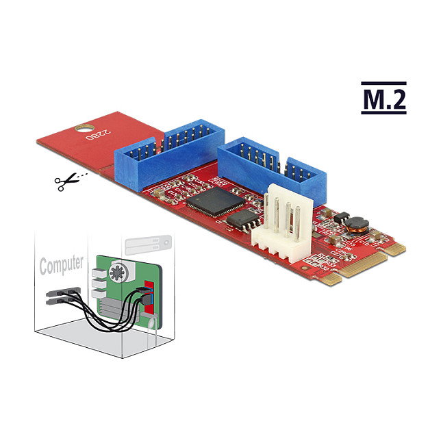 DeLOCK 62843 Convertidor M.2 Key B+M a 2 x USB 5 Gbps