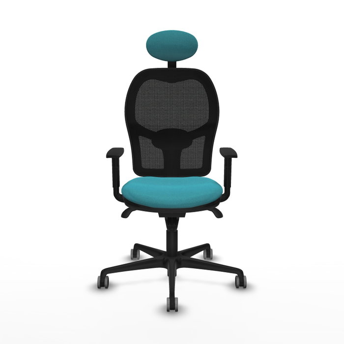 PIQUERAS Y CRESPO Silla de oficina Jorquera con mecanismo Sincro, Tela Turquesa y Malla Negra PIQUERAS Y CRESPO Silla de oficina Jorquera con mecanismo Sincro, Tela Turquesa y Malla Negra