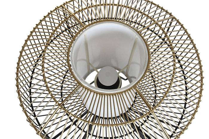 DKD Home Decor Lámpara de pie de hierro y algodón Negro y Dorado