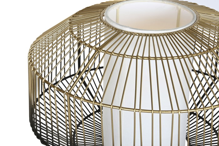 DKD Home Decor Lámpara de pie de hierro y algodón Negro y Dorado