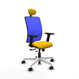 PIQUERAS Y CRESPO Silla de oficina Motilla con mecanismo Sincro/Traslack, Amarillo y Azul