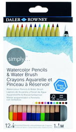 Lapices Acuarelables Daler Rowney Simply Estuche De 12 (Incluye Pincel Rellenable)