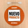 EDM Wobbler Señalización Promocional Circular Ø10 cm con Soporte Flexible, Fondo Naranja Inscripción "Nuevo Producto" para Lineales y Estanterías
