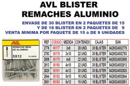 Remaches de aluminio 5x12 mm en blíster