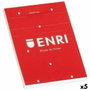 Enri Set de 5 Blocs de Notas Grapados A5 Liso Tapa Blanda Rojo