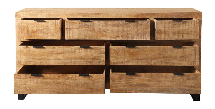 DKD Home Decor Cajonera Alpino Marron Negro Mango Metal 180 x 45 x 91 cm