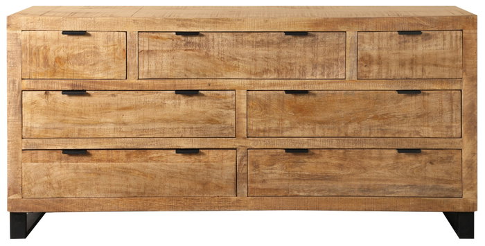 DKD Home Decor Cajonera Alpino Marron Negro Mango Metal 180 x 45 x 91 cm