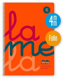 Lamela Cuaderno Espiral 80H Folio 90 gr Cuadrovía 4 mm C-Margen Cubierta Pp Naranja Fluorescente (Set de 5) (Set de 5)