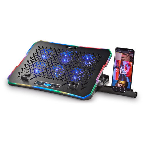 NGS Hero Stand Base de refrigeración para portátil hasta 15,6 pulg con 6 ventiladores y RGB