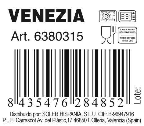 Inde Bol Venezia de Vidrio Ø 15 cm (24 Unidades) lifetstyle brand name pack quantity variant info