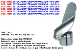 Estufa giratorio con veleta galvanizado GG100
