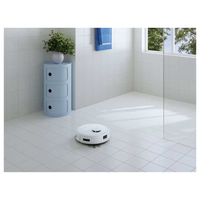 ECOVACS Deebot MINI Blue Aspirador Robot Láser con Estación de Carga Autovaciado, 9000 Pa, LDS, LiDAR, TrueMapping 2.0, Hasta 150 Min, Sin Bolsa, Color Azul y Blanco