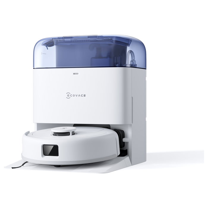 ECOVACS Deebot MINI Blue Aspirador Robot Láser con Estación de Carga Autovaciado, 9000 Pa, LDS, LiDAR, TrueMapping 2.0, Hasta 150 Min, Sin Bolsa, Color Azul y Blanco