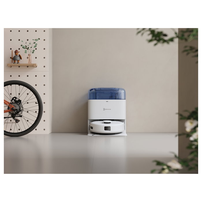 ECOVACS Deebot MINI Blue Aspirador Robot Láser con Estación de Carga Autovaciado, 9000 Pa, LDS, LiDAR, TrueMapping 2.0, Hasta 150 Min, Sin Bolsa, Color Azul y Blanco