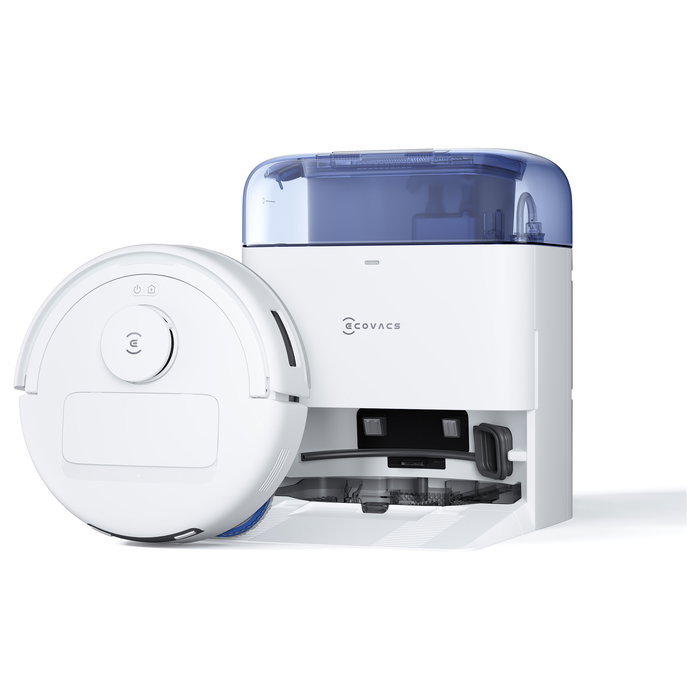 ECOVACS Deebot MINI Blue Aspirador Robot Láser con Estación de Carga Autovaciado, 9000 Pa, LDS, LiDAR, TrueMapping 2.0, Hasta 150 Min, Sin Bolsa, Color Azul y Blanco