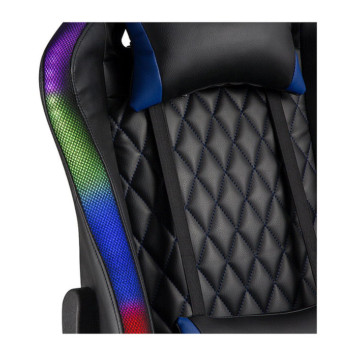 LogiLink Silla Gaming con Soporte Lumbar y Luces RGB, Negro/Azul LogiLink Silla Gaming con Soporte Lumbar y Luces RGB, Negro/Azul