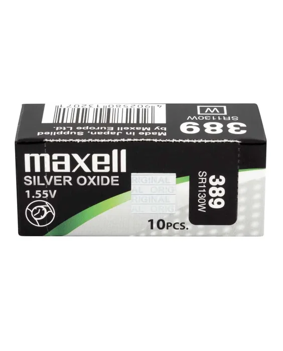 Maxell Pilas SR1130W Óxido de Plata 1.55V - Caja de 10 Unidades - Baterías de Botón Domésticas
