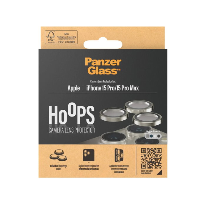 PanzerGlass Hoops Natural Metal Lens Protector para iPhone 15 Pro / Max PanzerGlass Hoops Natural Metal Lens Protector para iPhone 15 Pro / Max