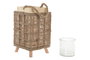 DKD Home Decor Portavelas de Yute y Cristal Natural 15x15x27 cm