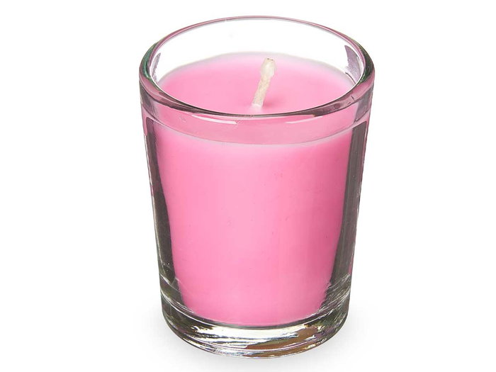 Acorde Set 6 Velas Vaso Vidrio Orquidea Rosa 16x6.5x11 cm (Set de 12)