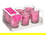 Acorde Set 6 Velas Vaso Vidrio Orquidea Rosa 16x6.5x11 cm (Set de 12)