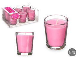 Acorde Set 6 Velas Vaso Vidrio Orquidea Rosa 16x6.5x11 cm (Set de 12)