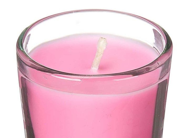 Acorde Set 6 Velas Vaso Vidrio Orquidea Rosa 16x6.5x11 cm (Set de 12)