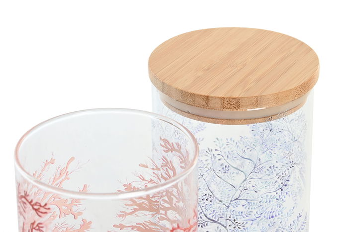 DKD Home Decor Bote Atlantico Azul Fucsia 10 x 22 x 10 cm Capacidad 1400ml Cierre Hermético Apto Lavavajillas