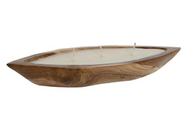 DKD Home Decor Vela Teca Maciza y Cera Parafina Natural
