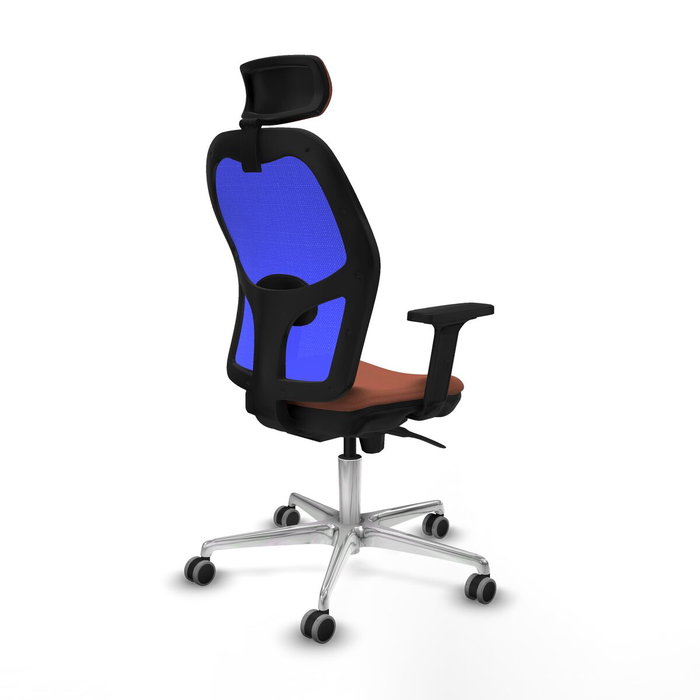 PIQUERAS Y CRESPO Silla de oficina Jorquera con mecanismo sincro, tela marrón y malla azul PIQUERAS Y CRESPO Silla de oficina Jorquera con mecanismo sincro, tela marrón y malla azul