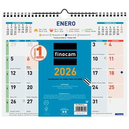 Finocam Calendario De Pared Números Grandes M-300x247 mm Mv Color 2026